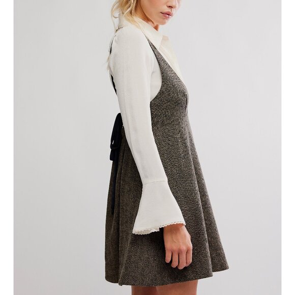 🆕 FREE PEOPLE Cyd Mini Dress / Espresso Combo - Picture 3 of 10